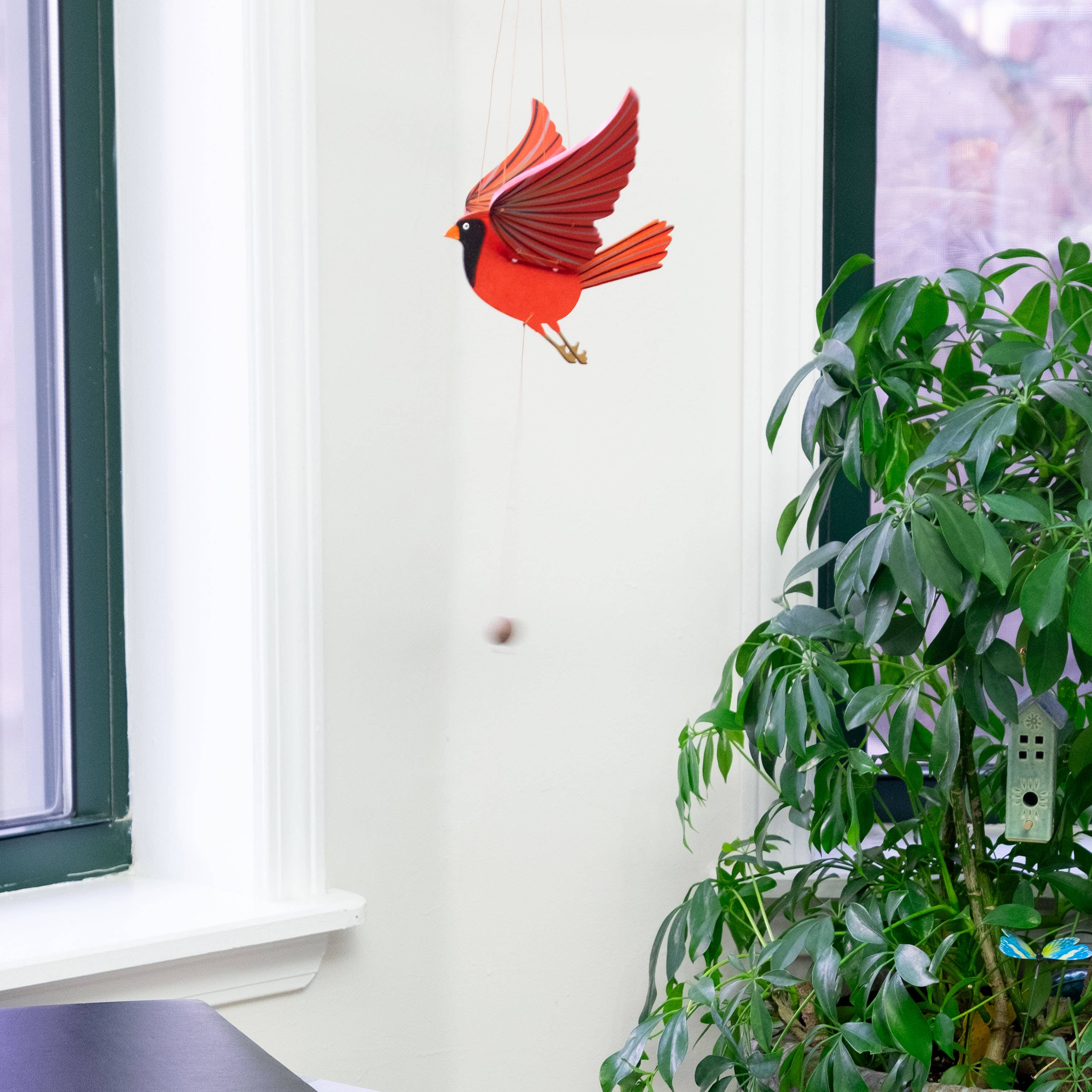 Cardinal Bird Flying Mobile