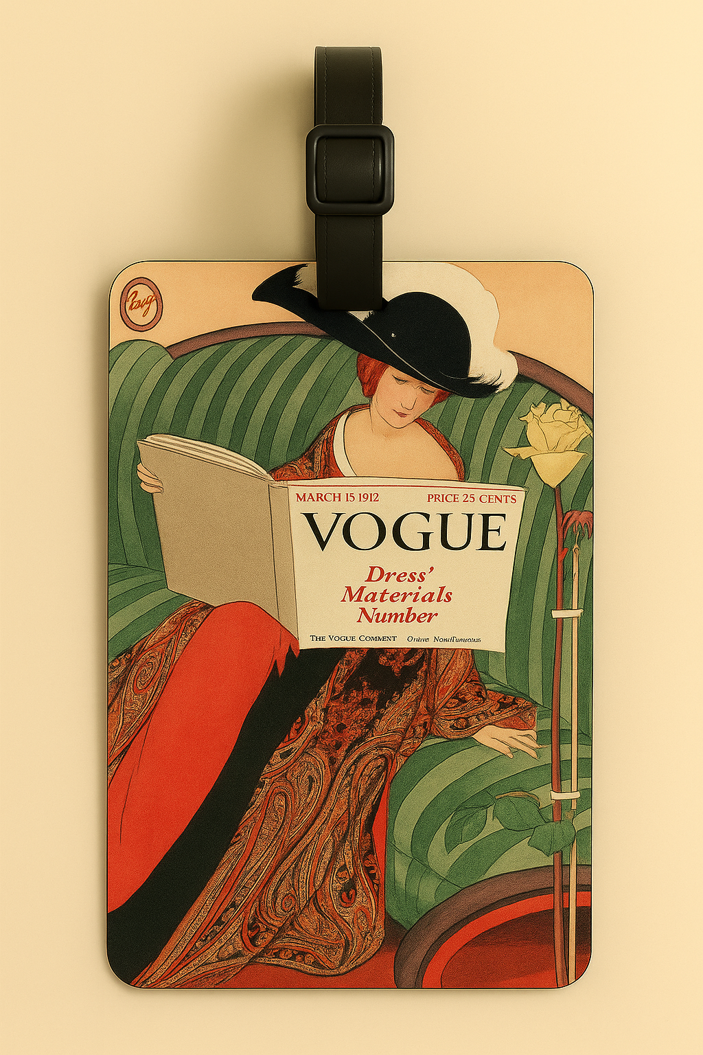 Vegan Leather Luggage Tags: Vintage Poster Art