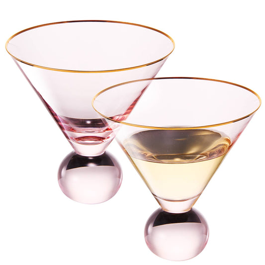 Khen Stemless Blush Pink Martini Glasses | Set of 2