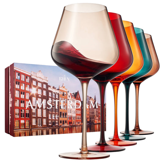 Colors of Amsterdam, City Wine Glassware | 5 Set, 20 OZ