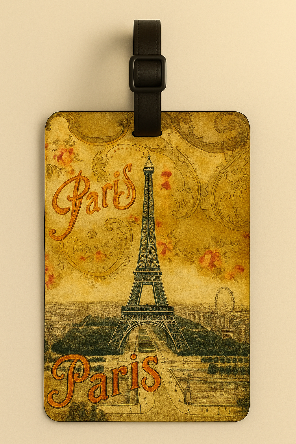 Vegan Leather Luggage Tags: Vintage Poster Art