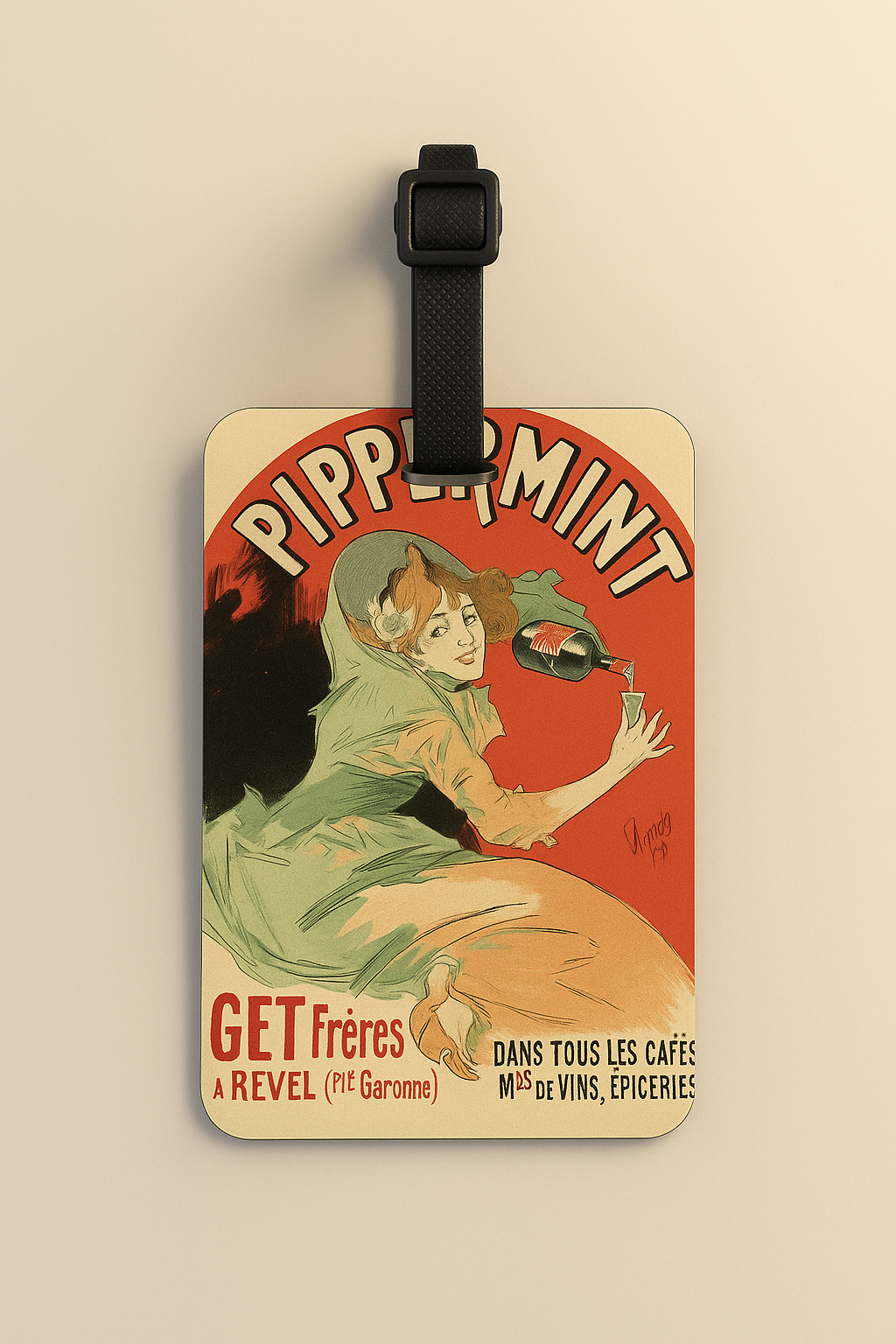 Vegan Leather Luggage Tags: Vintage Poster Art
