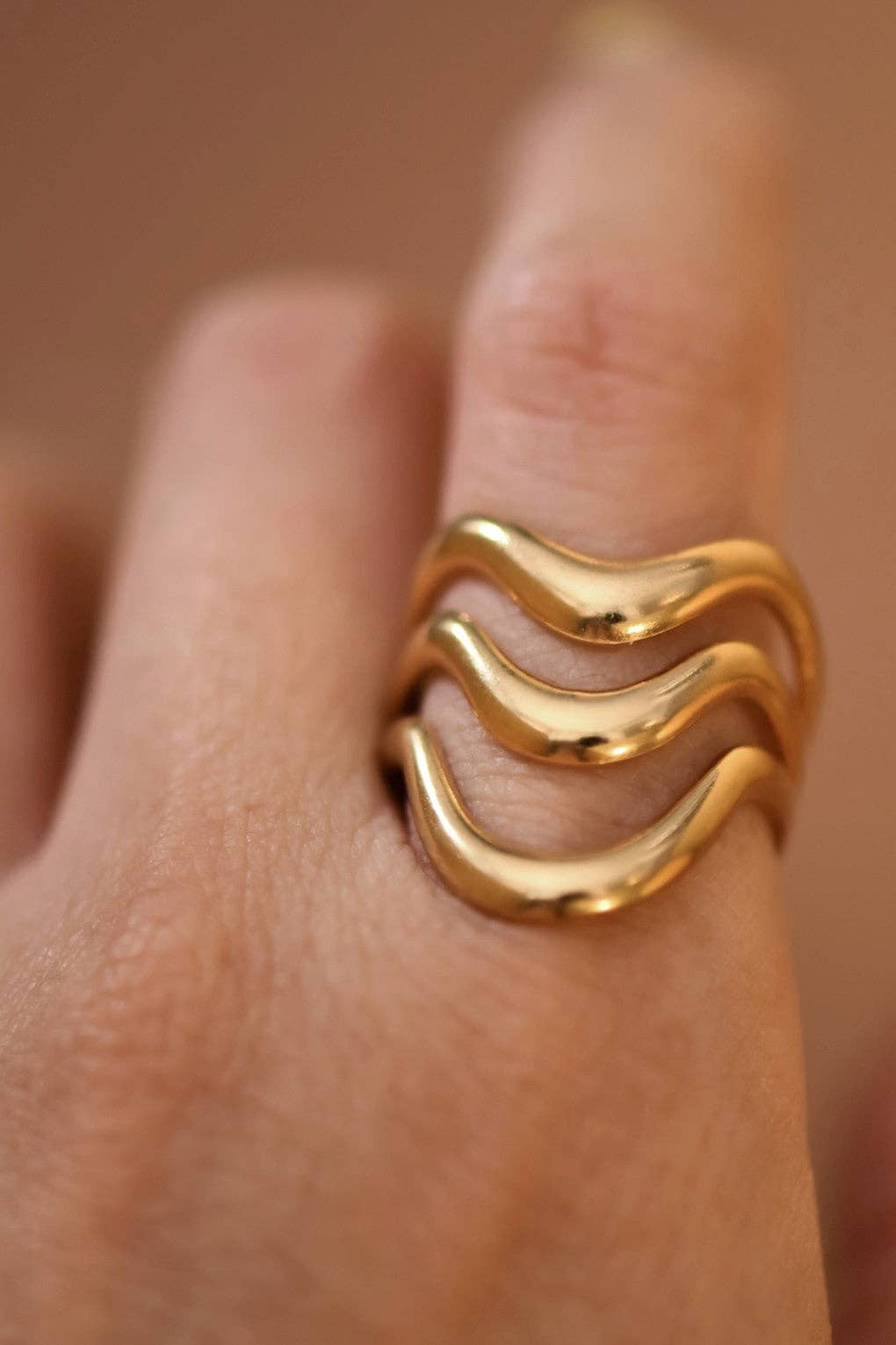 18K Gold Plated Waterproof Stainless Steel Ring - 7855