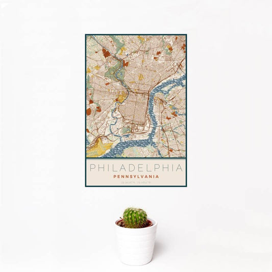 Philadelphia PA Map Print Woodblock