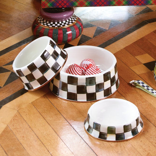 Courtly Check Enamel Pet Dish Large
