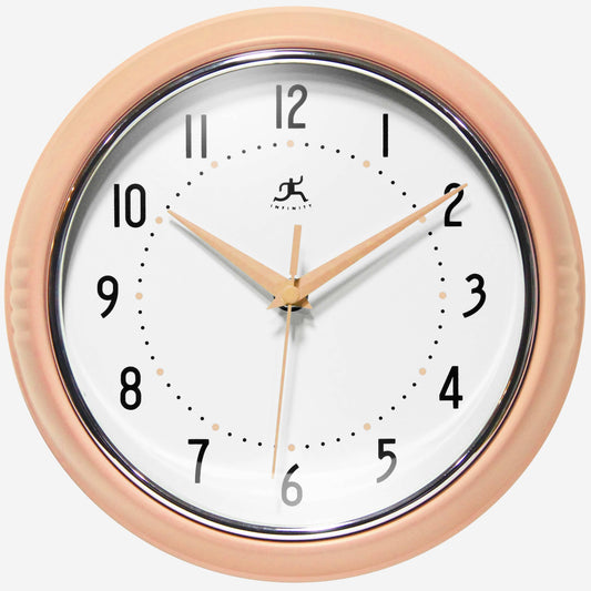 Retro Round Peach Fuzz Indoor Wall Clock 9.5 Inch