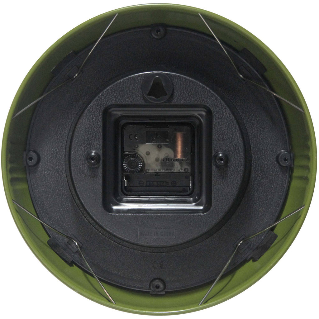 Retro Round Olive Green Indoor Metal Wall Clock 9.5 Inch