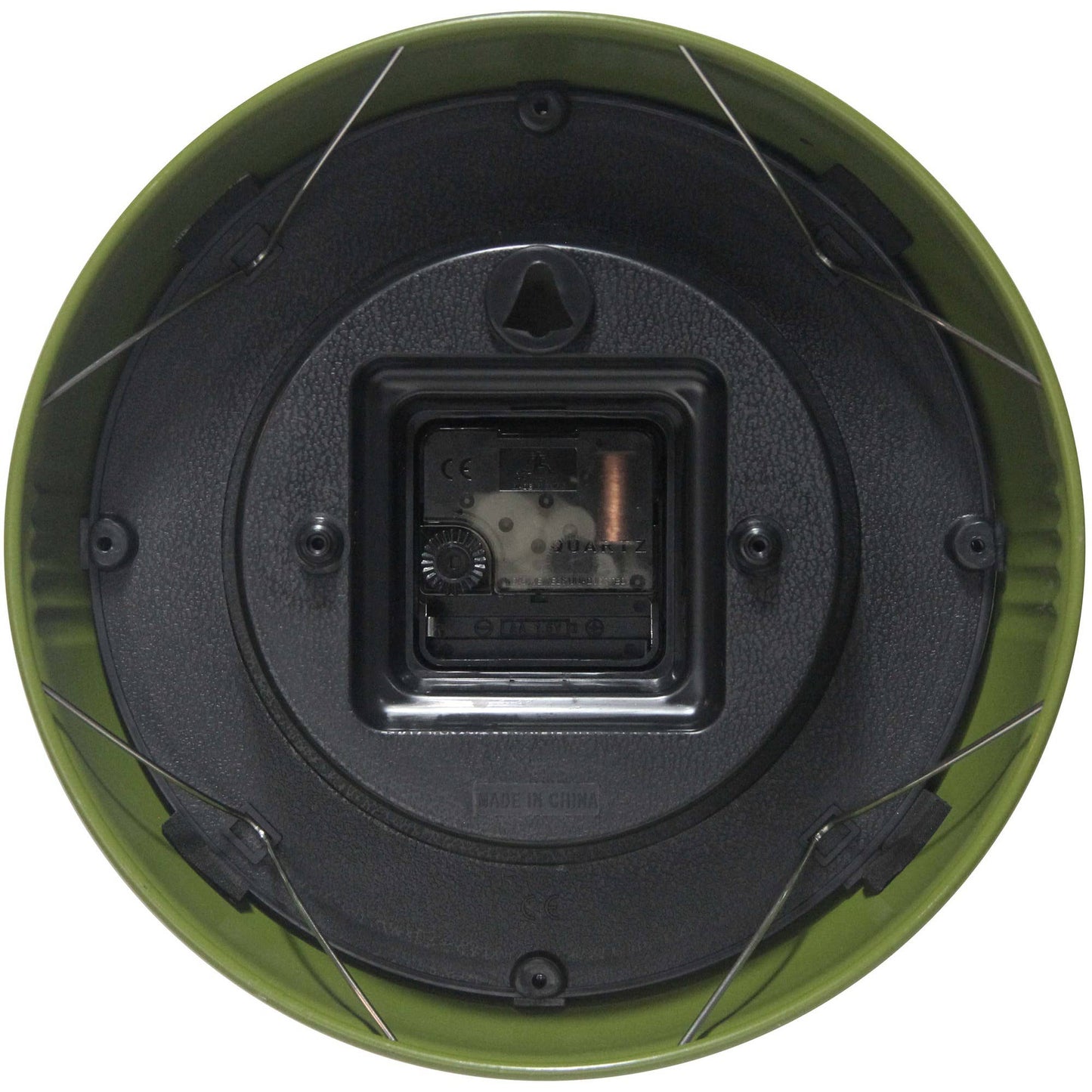 Retro Round Olive Green Indoor Metal Wall Clock 9.5 Inch