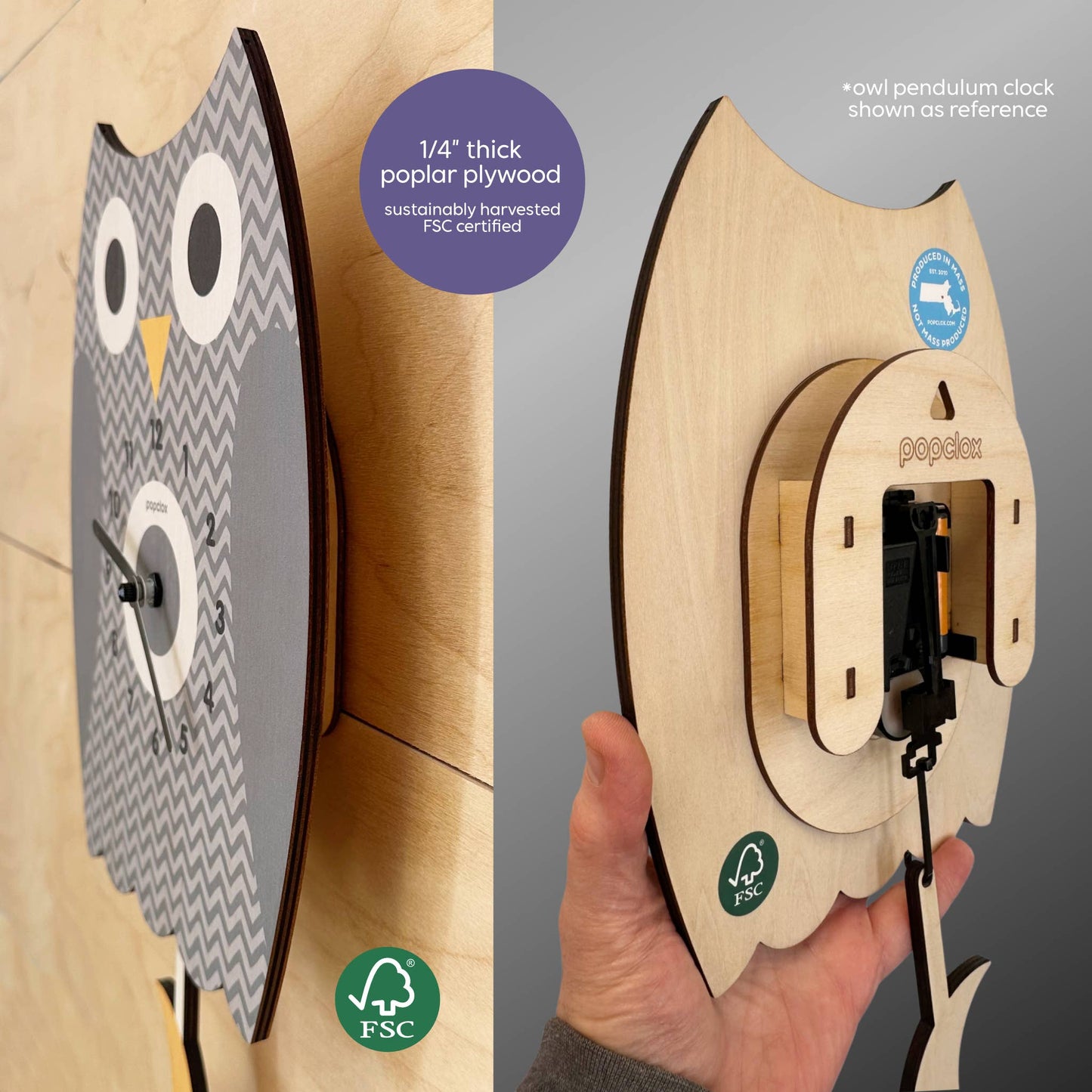 Kitten Pendulum Clock - Wood
