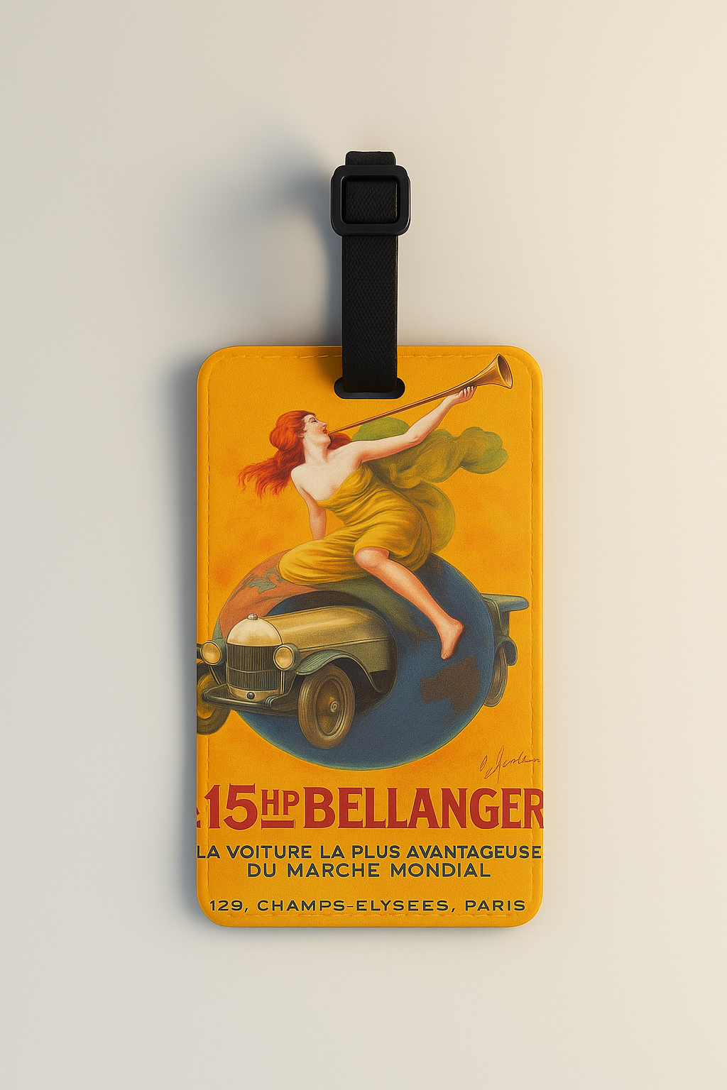 Vegan Leather Luggage Tags: Vintage Poster Art