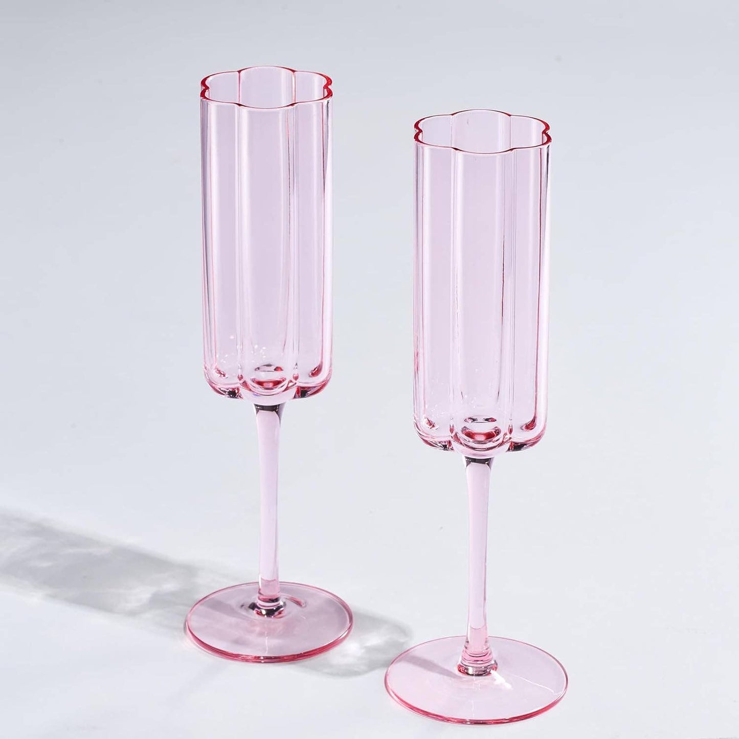 Flower Vintage Champagne Flute Glassware - Set of 2 - 7.4 oz