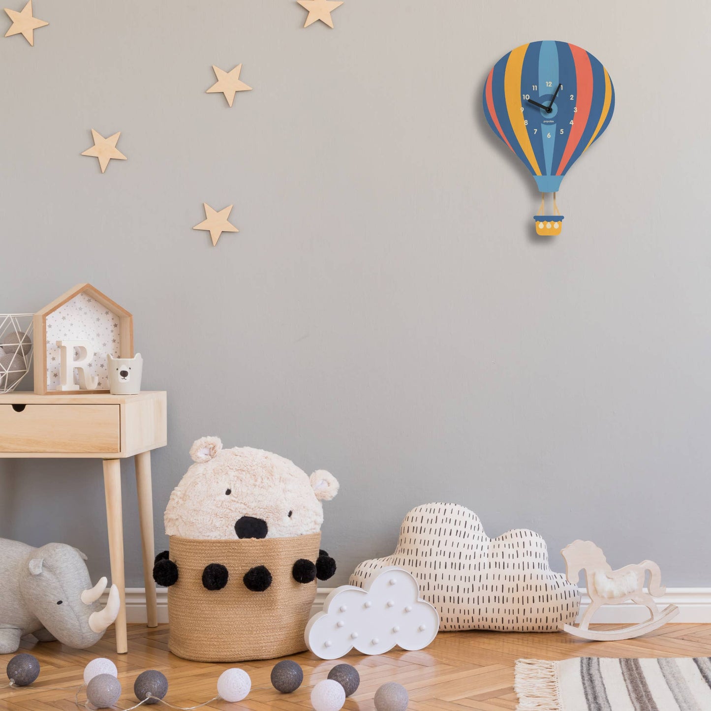 Hot Air Balloon Pendulum Clock - Wood