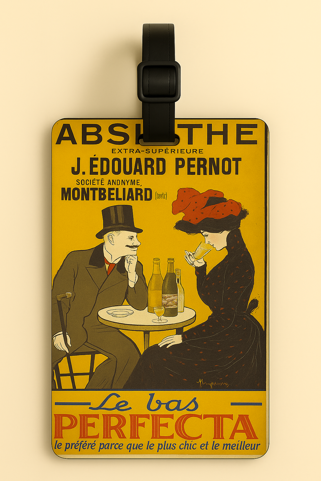 Vegan Leather Luggage Tags: Vintage Poster Art