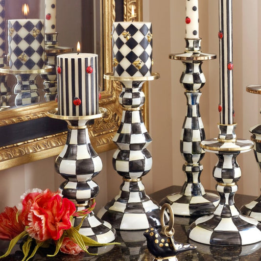 Courtly Check Large Pillar Candlestick