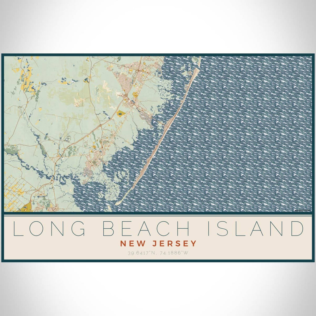 Long Beach Island NJ Map Print Woodblock
