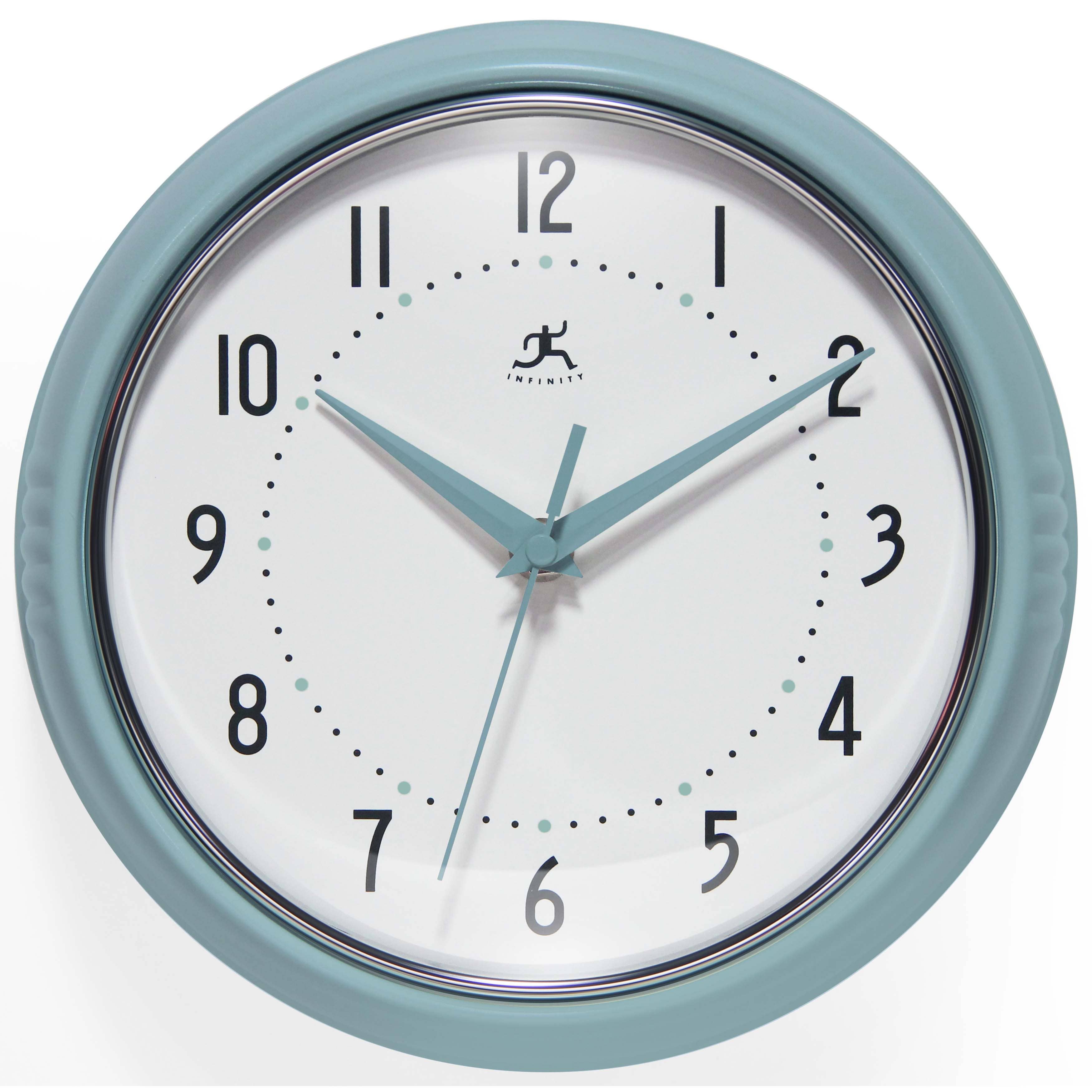 Retro Round Baby Blue Indoor Wall Clock 9.5 Inch