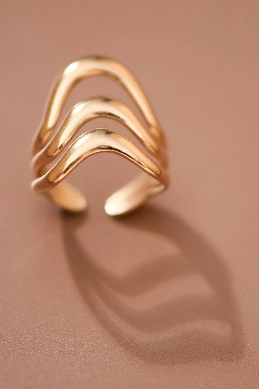 18K Gold Plated Waterproof Stainless Steel Ring - 7855