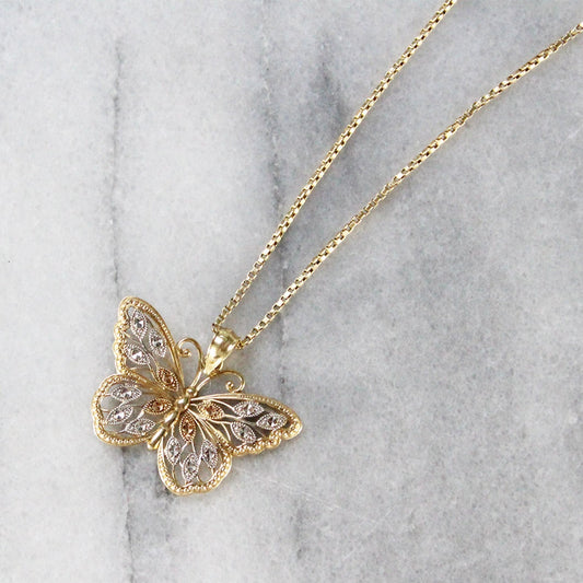 Yellow Gold Butterfly Necklace