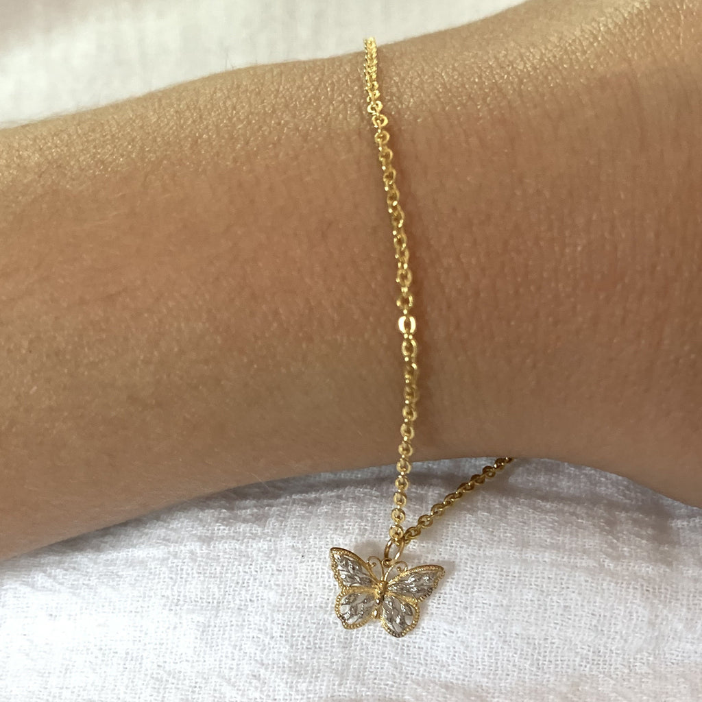 Mini Gold Butterfly Charm Bracelet
