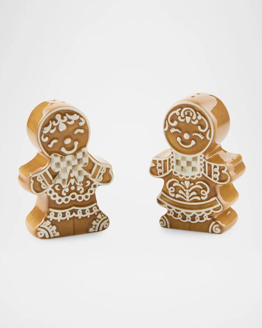 Mocha Check Gingerbread Salt & Pepper Shaker Set